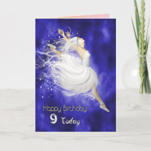 Carte age 9, Leaping ballerina birthday card