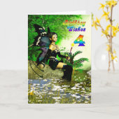 Carte Âge de 4 ans souhaits d'une fée (Fleur jaune)