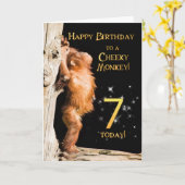 Carte Âge de 7 ans de singe croustillant (Fleur jaune)