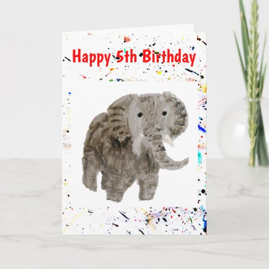 Carte Âge de l'Art Eléphant Animal Anniversaire (Devant)
