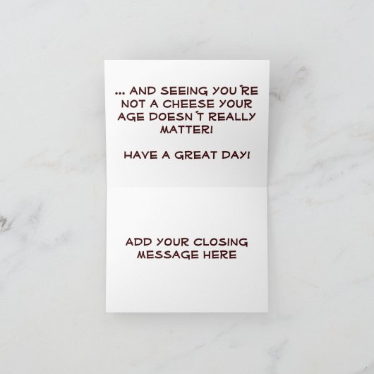 Carte Âge et fromage Anniversaire (Intérieur)