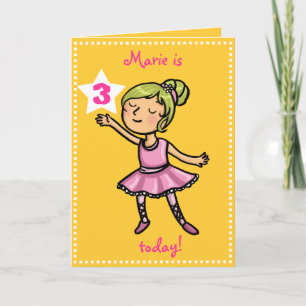 Carte Age personnalisable Danseuse de ballet de dessin