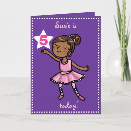 Carte Age personnalisable Danseuse de ballet de dessin (Devant)