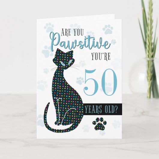 Carte Âge Personnalisé Anniversaire Chat Silhouette (Devant)
