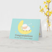 Carte Agneau couché mignon Félicitations Bébé Nouveau-né (Fleur jaune)