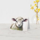 Carte Agneau dans l'herbe Pâques (Fleur jaune)