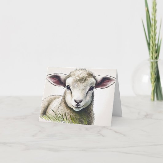 Carte Agneau dans l'herbe Pâques (Devant)