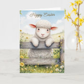 Carte Agneau De Pâques Sur La Ferme (Fleur jaune)