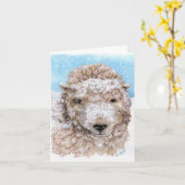 Carte Agneau en hiver (Fleur jaune)