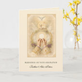 Carte Agnus Dei Eucharist Priest Ordination Blessing (Fleur jaune)