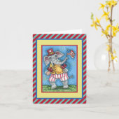 CARTE AGRÉABLE PATRIOTIQUE ÉLÉPHANT WAVANT DRAPEAU AMÉRI (Fleur jaune)