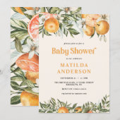 Carte Agrumes, oranger + baby shower en fleur (Devant / Derrière)
