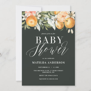Carte Agrumes, oranger + baby shower en fleur