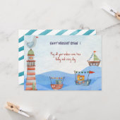 Carte Ahoy Nautical kids aquarelle heureux anniversaire (Devant/Arrière en situation)