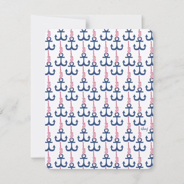 Carte Ahoy Vintage motif Ancre. (Devant)