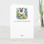 Carte Ai Aquarelle Siamese Chat en Fleurs (Dos)