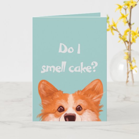 Carte Ai-Je L'Odeur Du Cake Cute Corgi (Fleur jaune)
