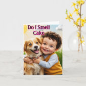 Carte Ai-Je L'Odeur Du Gâteau Mignonne Enfant Anniversai (Fleur jaune)