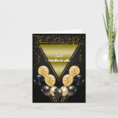 Carte Aïd Moubarak Gold et Noir Confetti et Ballons (Devant)