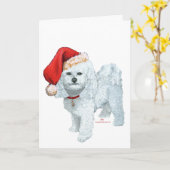 Carte Aide du Père Noël Bichon Frise (Fleur jaune)