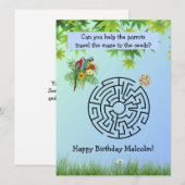 Carte Aidez les perroquets à voyager labyrinthe sur la c (Devant / Derrière)