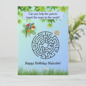 Carte Aidez les perroquets à voyager labyrinthe sur la c (Debout devant)