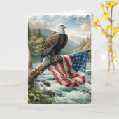 Carte Aigle à tête blanche avec drapeau américain (Fleur jaune)