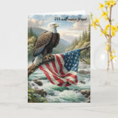 Carte Aigle à tête blanche avec drapeau américain (Fleur jaune)