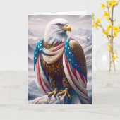 Carte Aigle à tête froide avec drapeau 4 juillet (Fleur jaune)