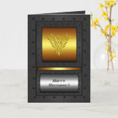 Carte Aigle d'anniversaire en or et chrome à cadre d'aci (Fleur jaune)