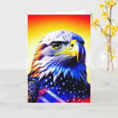 Carte Aigle patriotique et drapeau américain vierge (Fleur jaune)