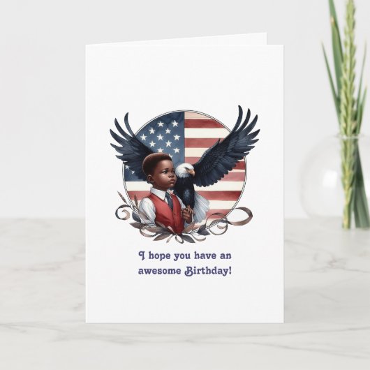 Carte Aigle Patriotique & Garçon Tous Anniversaire Améri (Devant)