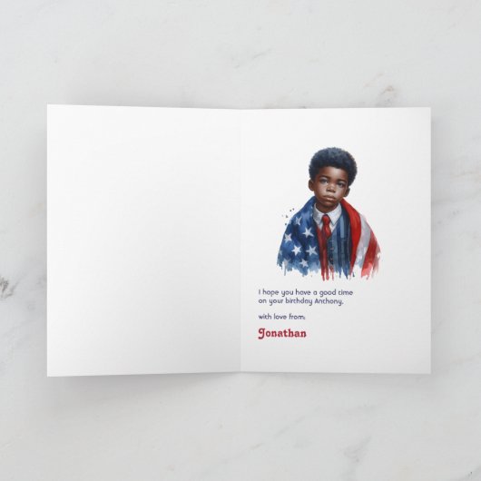 Carte Aigle Patriotique & Garçon Tous Anniversaire Améri (Intérieur)