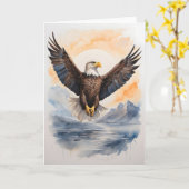 Carte Aigle royal volant haut au-dessus de l'océan Vide (Fleur jaune)