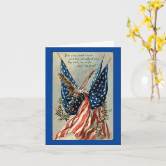 Carte Aigle vintage avec drapeau (Fleur jaune)