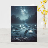 Carte Aigrette Blanche Fête d'Anniversaire (Fleur jaune)