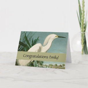 Carte Aigrette neigeuse d'Audubon oiseau Héron blanc orn