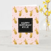 Carte Aiguilles et points d'or rose pâle (Fleur jaune)