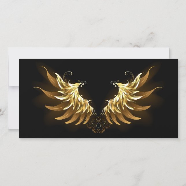 Carte Ailes d'Ange d'or sur arrière - plan noir (Devant)