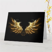 Carte Ailes d'Ange d'or sur arrière - plan noir (Fleur jaune)