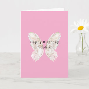 Carte Ailes de papillon rose pour une fête d'anniversair