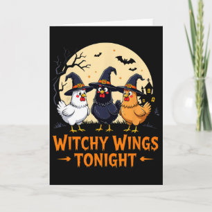 Carte Ailes de sorcière ce soir Poulet drôle Halloween L