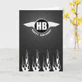 Carte Ailes & Flames : Biker Anniversaire (Fleur jaune)