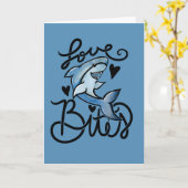 Carte Aime BITES drôle Saint Valentin Requin (Fleur jaune)