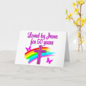 CARTE AIMÉ PAR DIEU 50E ANNIVERSAIRE (Fleur jaune)