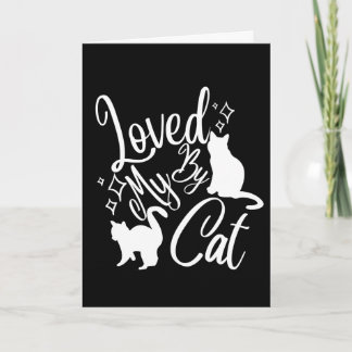 Carte Aimé par mon chat en blanc