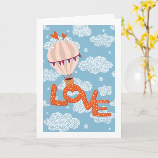 Carte Aimer Ballons À Air Chaud Dans Les Nuages (Fleur jaune)