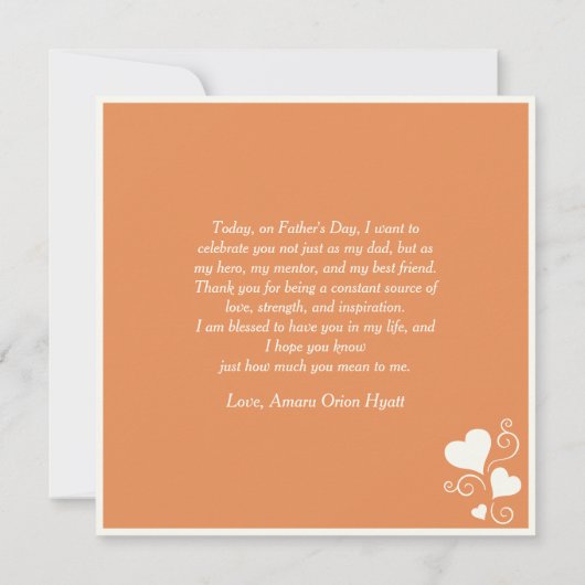 Carte Aimer Sunset Embrace Ethnique Père & Fils (Dos)