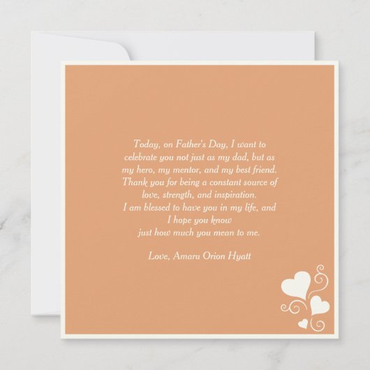 Carte Aimer Sunset Embrace Ethnique Père & Fils (Dos)