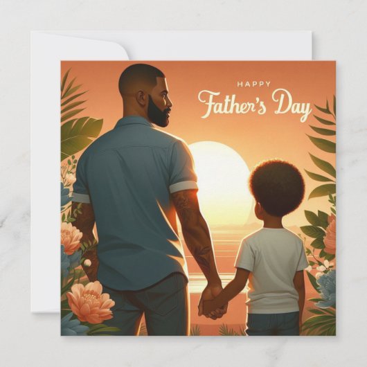 Carte Aimer Sunset Embrace Ethnique Père & Fils (Devant)